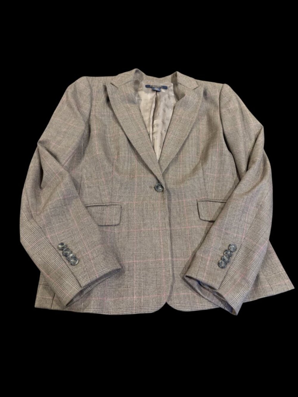 Brooks Brothers Saxon Wool Stellita Blazer 4 Glen Plaid with Pink Windowpane